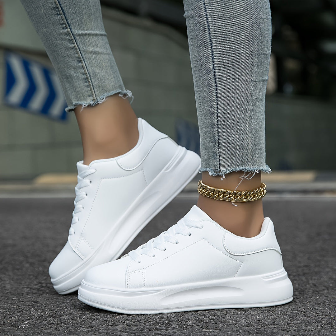 AKANE - Classic White Lace-Up Sneakers