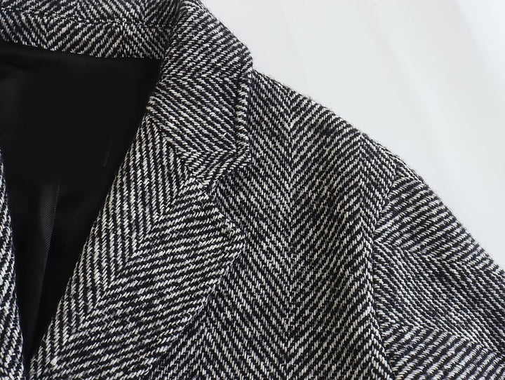 OGUH - Women's Herringbone Pattern Overcoat