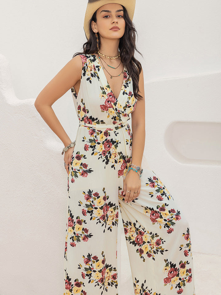 FIONI - Floral Sleeveless Wide-Leg Jumpsuit