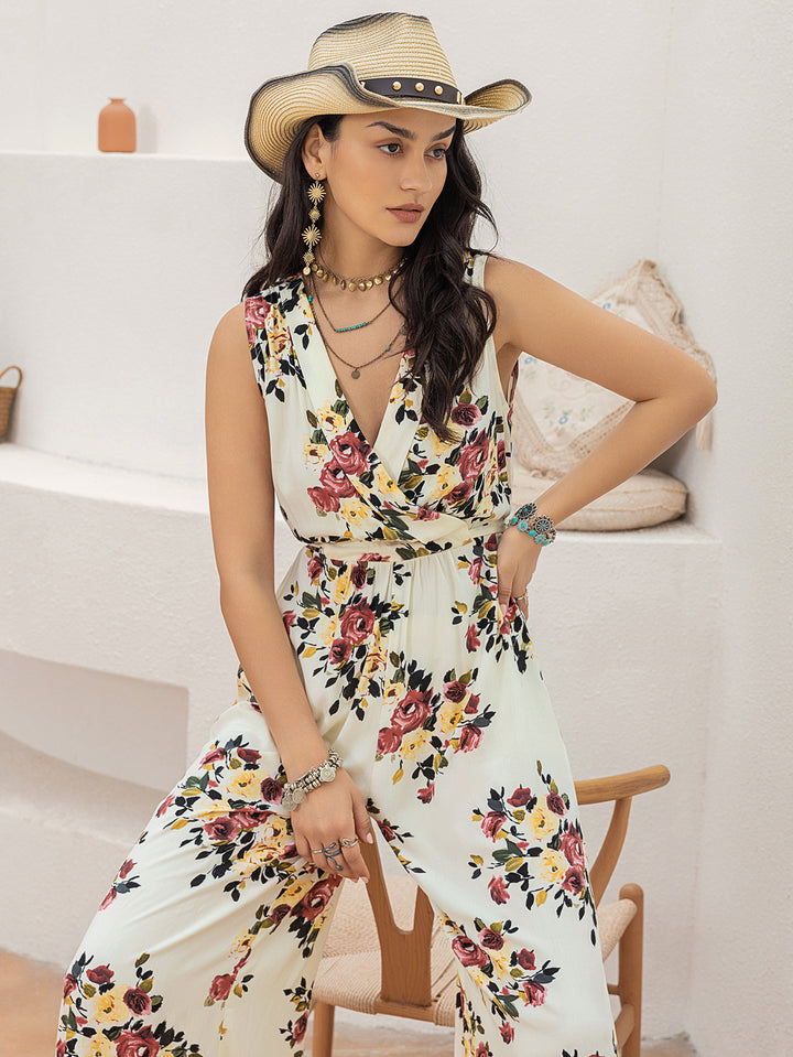 FIONI - Floral Sleeveless Wide-Leg Jumpsuit