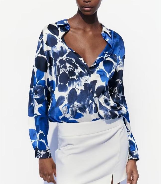 ZARAH - Floral Silk-Like Blouse