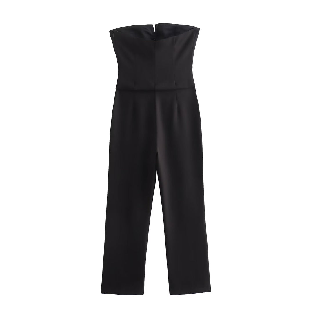 DENAI -  Elegant Strapless Bow Detail Jumpsuit