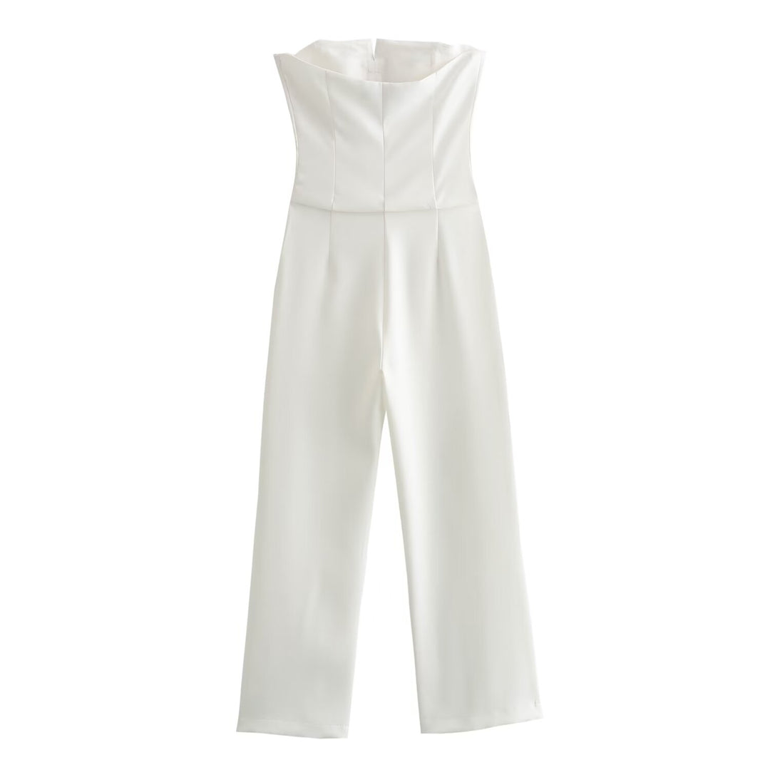 DENAI -  Elegant Strapless Bow Detail Jumpsuit