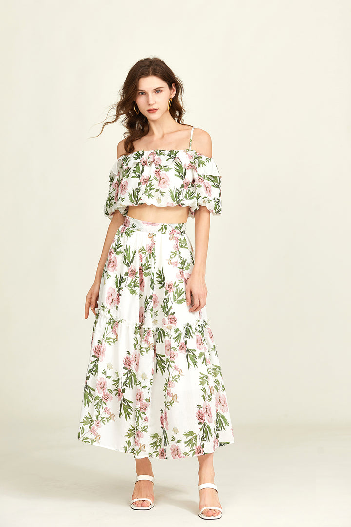 CAPRI - Floral Off-Shoulder Two-Piece Summer Set