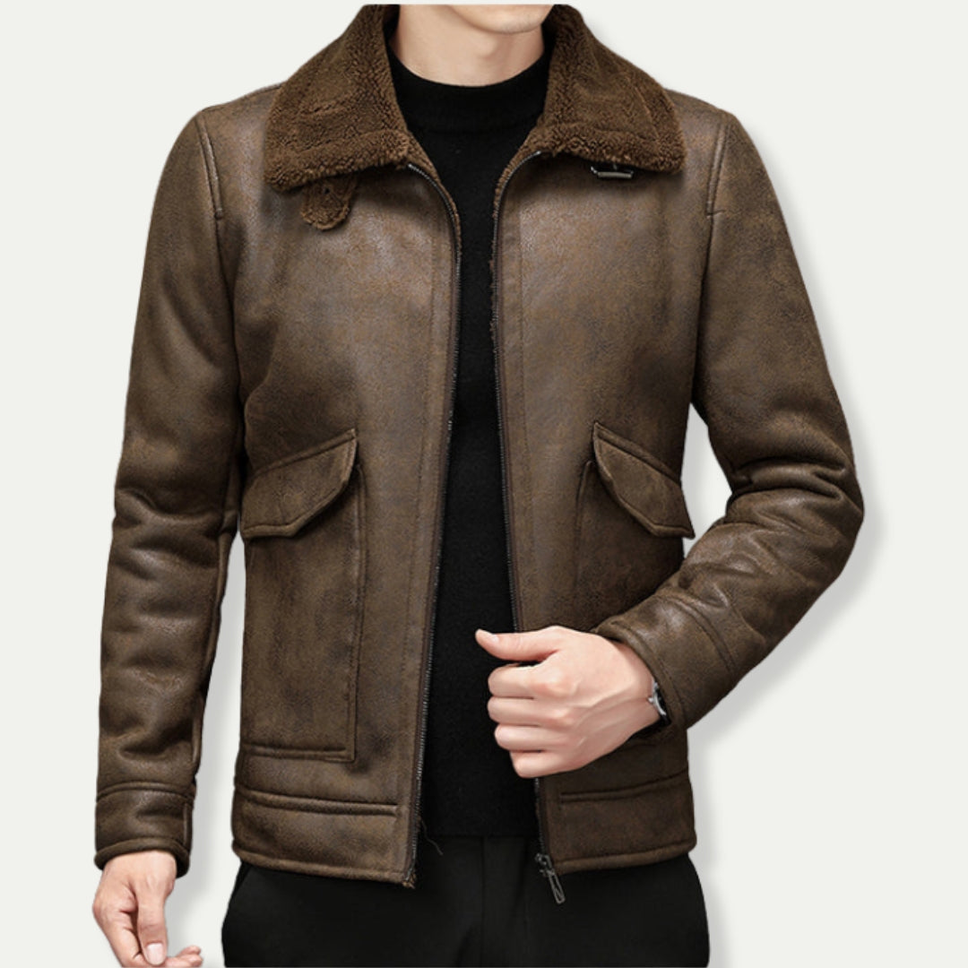 LANGTON - Suede Look Biker Jacket