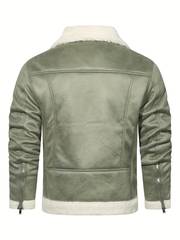 KARSTON - Bomber Jacket with Contrast Collar and Lining Sage Green