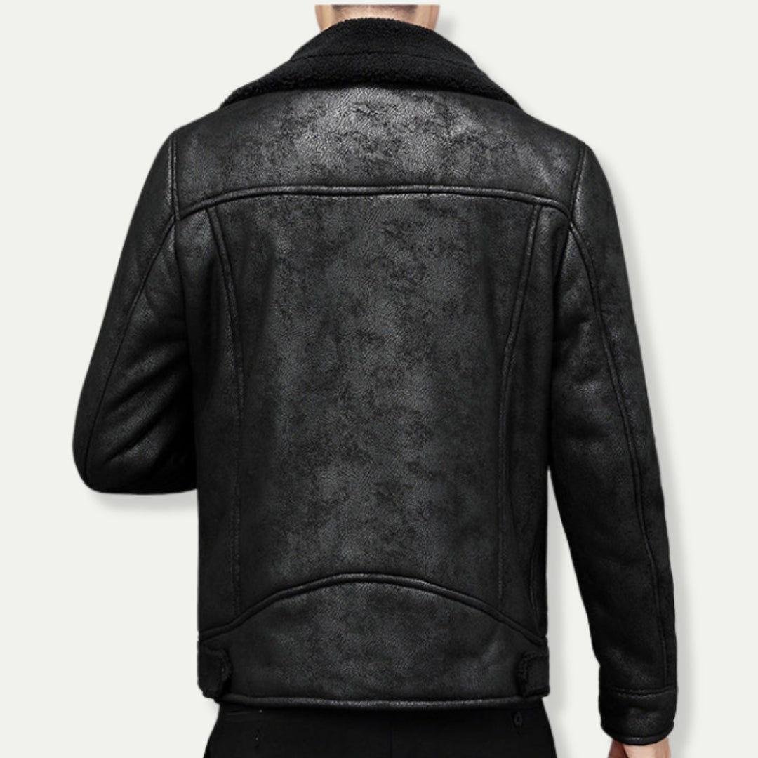 LANGTON - Suede Look Biker Jacket