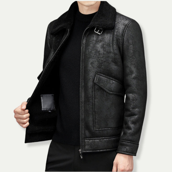 LANGTON - Suede Look Biker Jacket