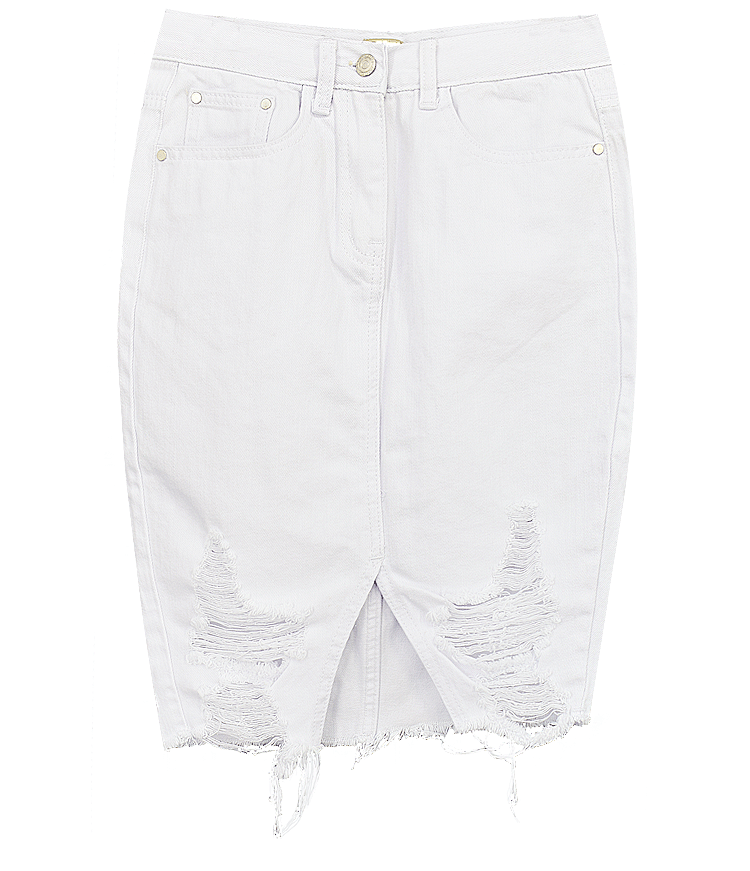 SHAY - Distressed Denim Skirt