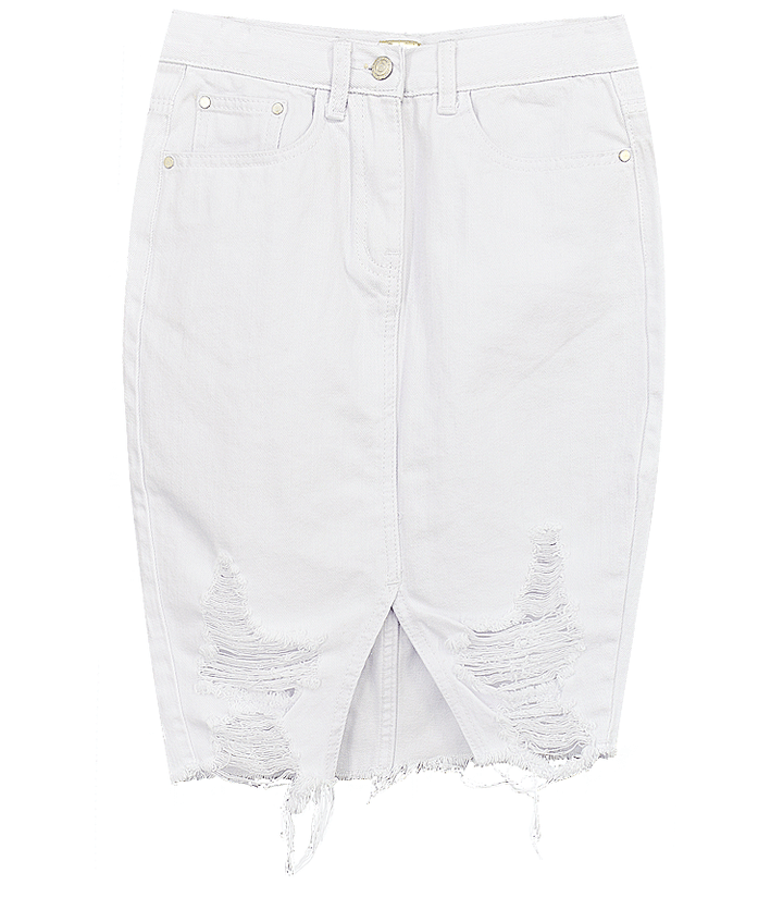 SHAY - Distressed Denim Skirt