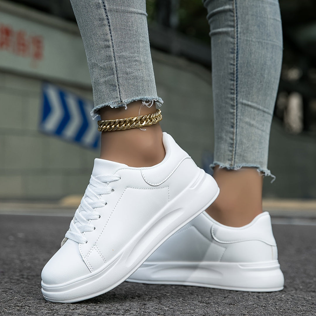 AKANE - Classic White Lace-Up Sneakers