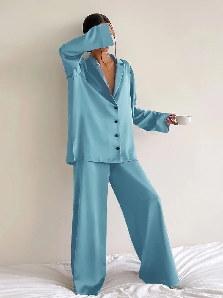 EFFEN - Silky Elegance Oversized Pajama Set