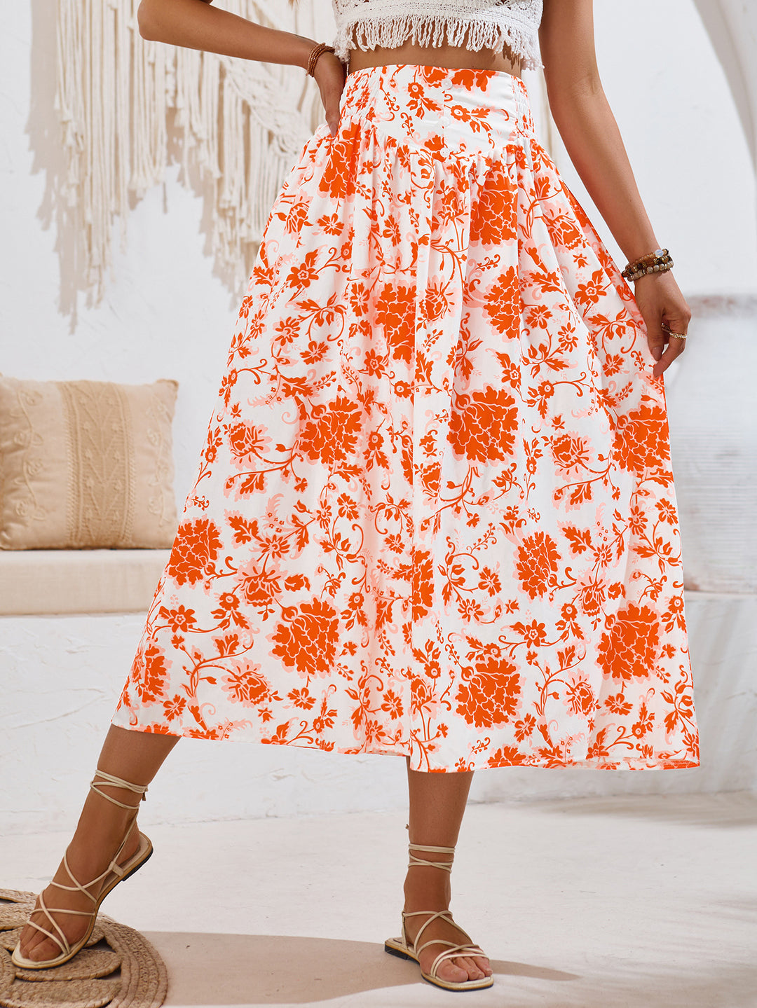 MABEL -  Floral Midi Summer Skirt