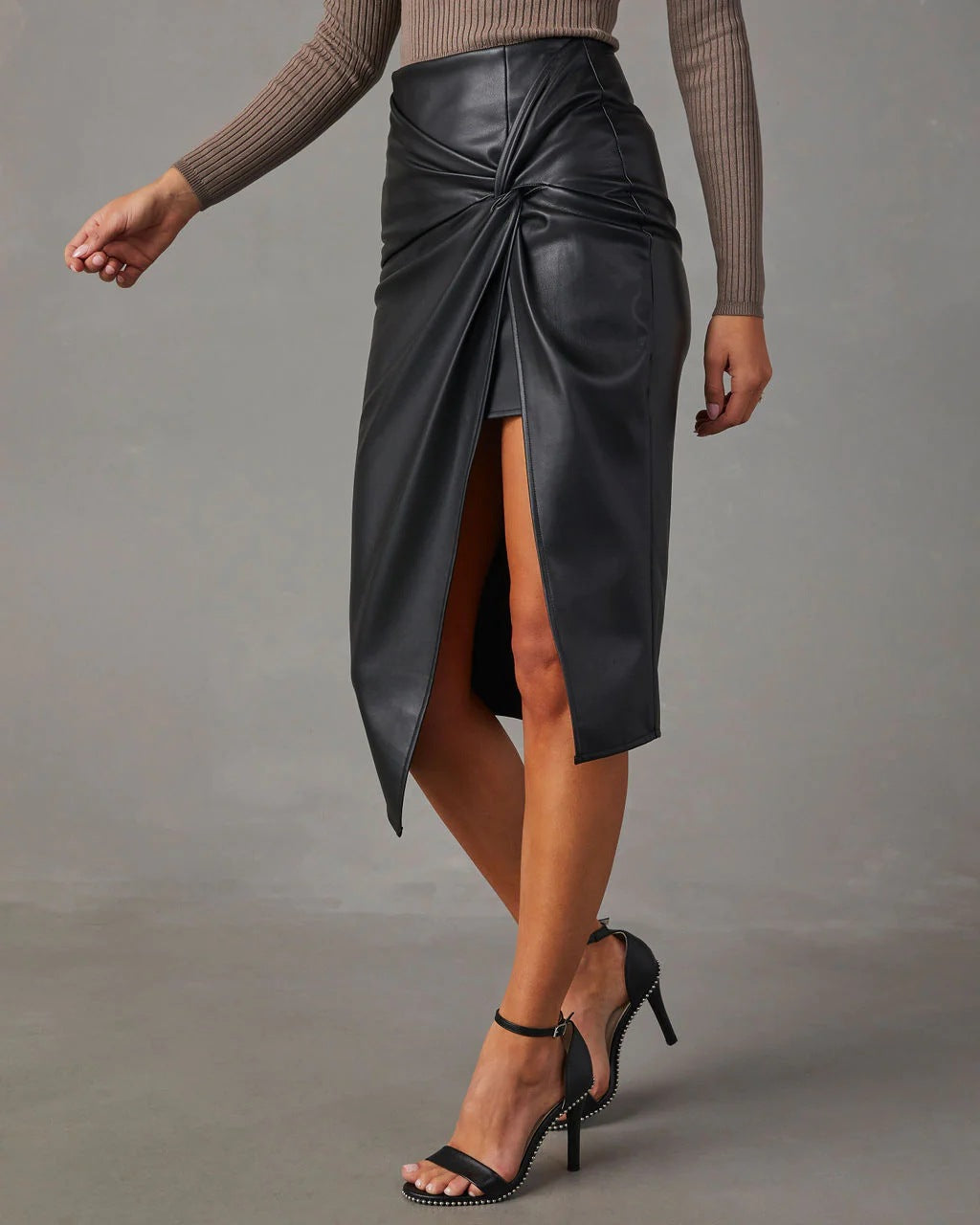 ABBY - Asymmetrical Vegan Leather Skirt