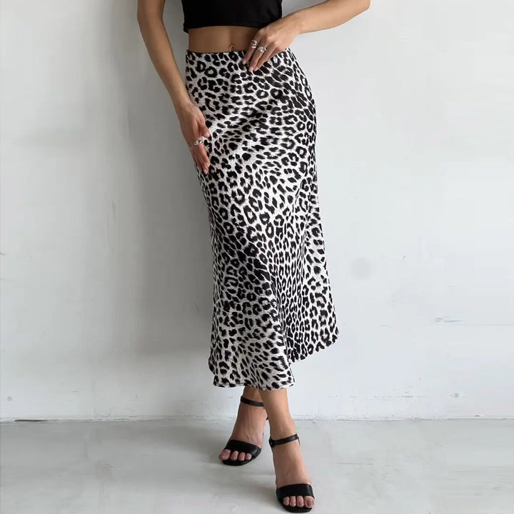 BRING - Leopard Print Maxi Skirt with High Waist