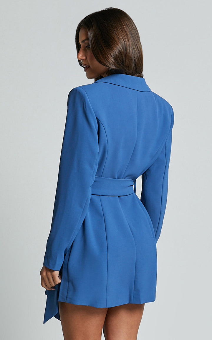 BENOIT - Blue Belted Blazer Dress