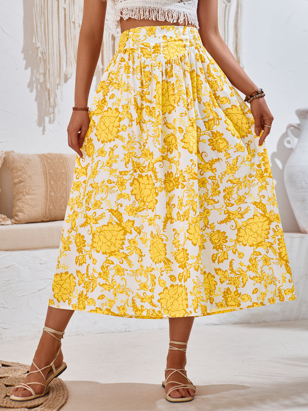 MABEL -  Floral Midi Summer Skirt