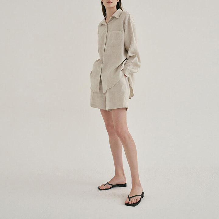 LENA - Linen Oversized Shirt and Shorts Set