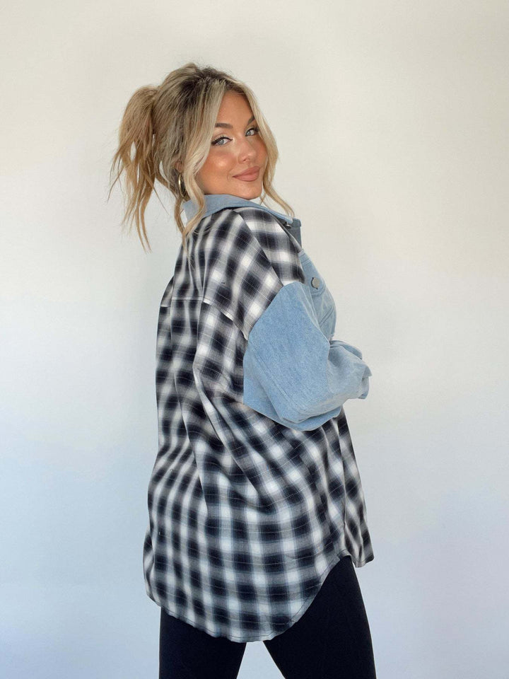 MODA -  Modern Denim and Plaid Hybrid Shirt