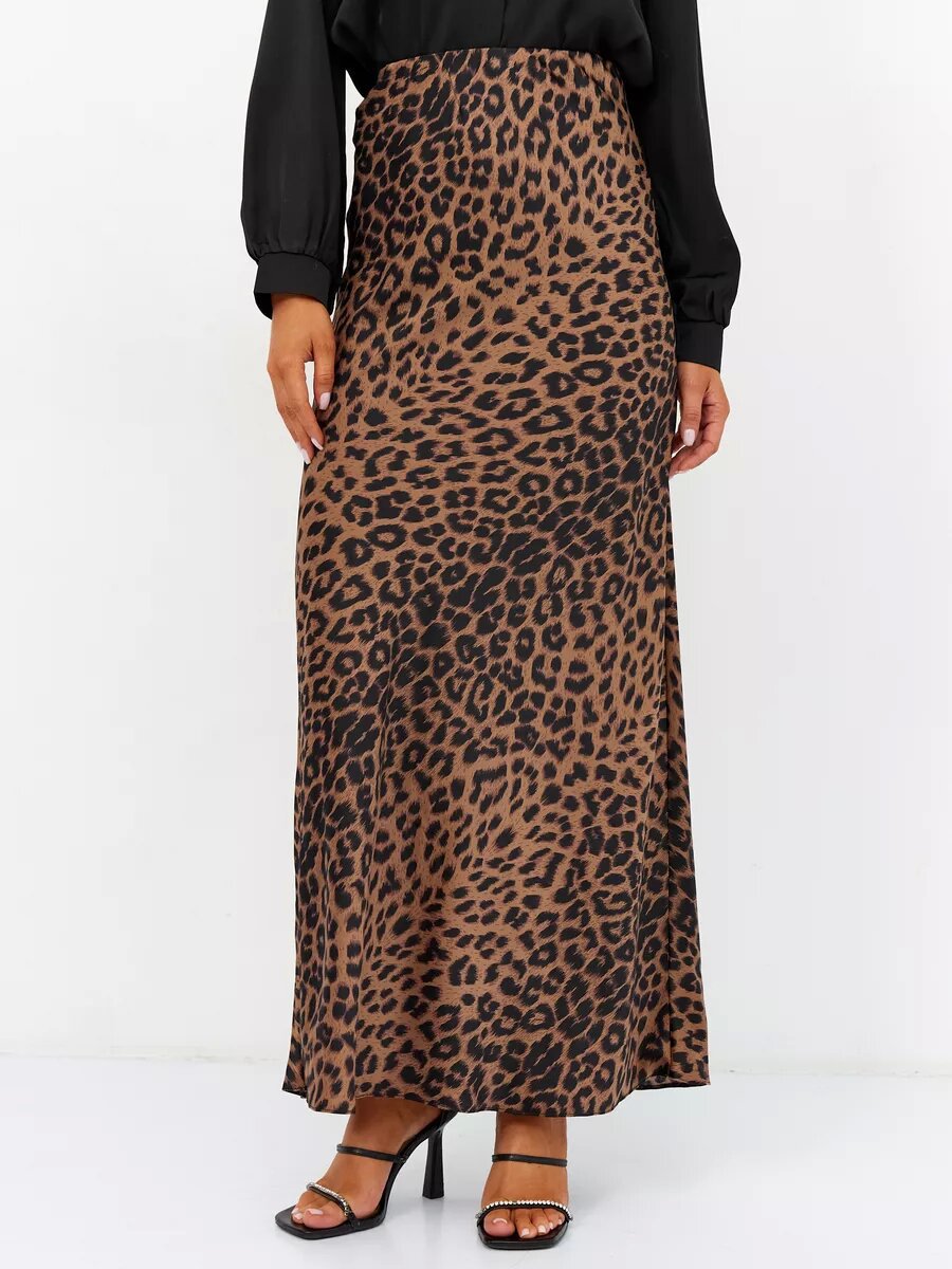 BRING - Leopard Print Maxi Skirt with High Waist