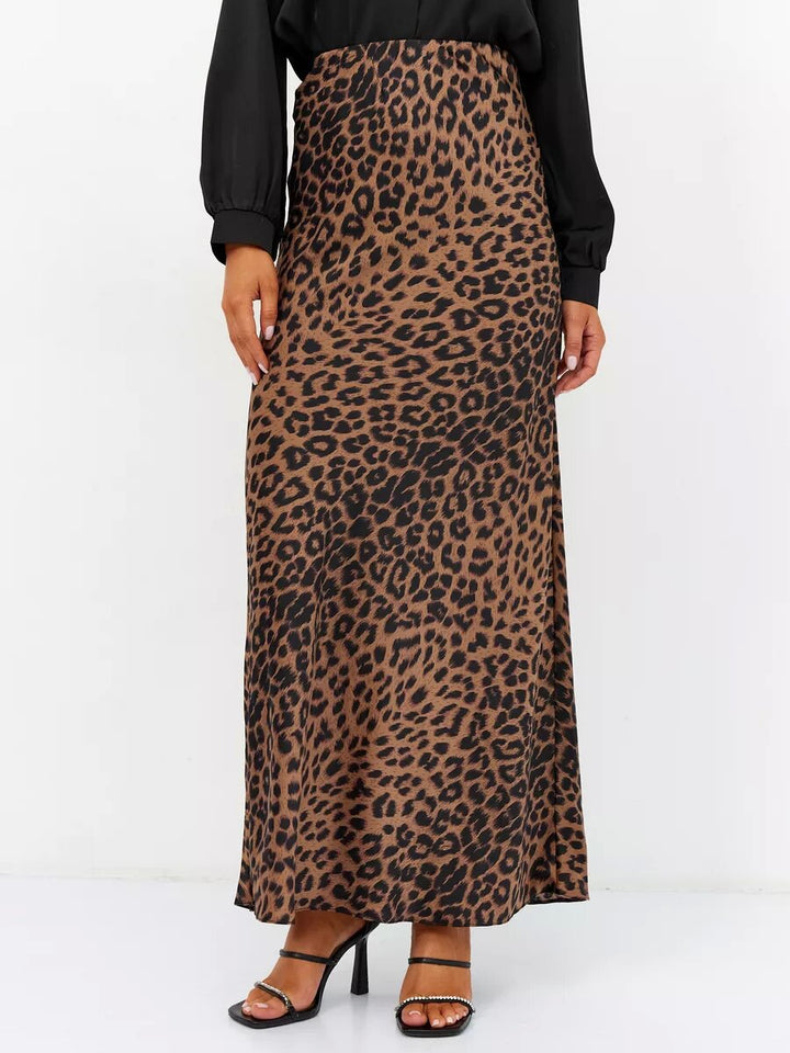 BRING - Leopard Print Maxi Skirt with High Waist