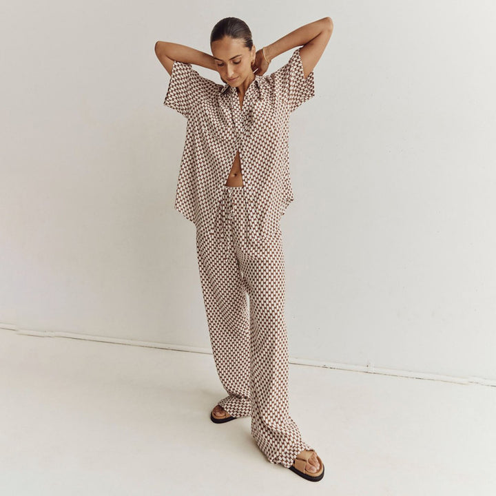 AYA - Geometric Print Shirt & Trousers Set