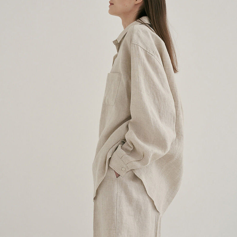 LENA - Linen Oversized Shirt and Shorts Set