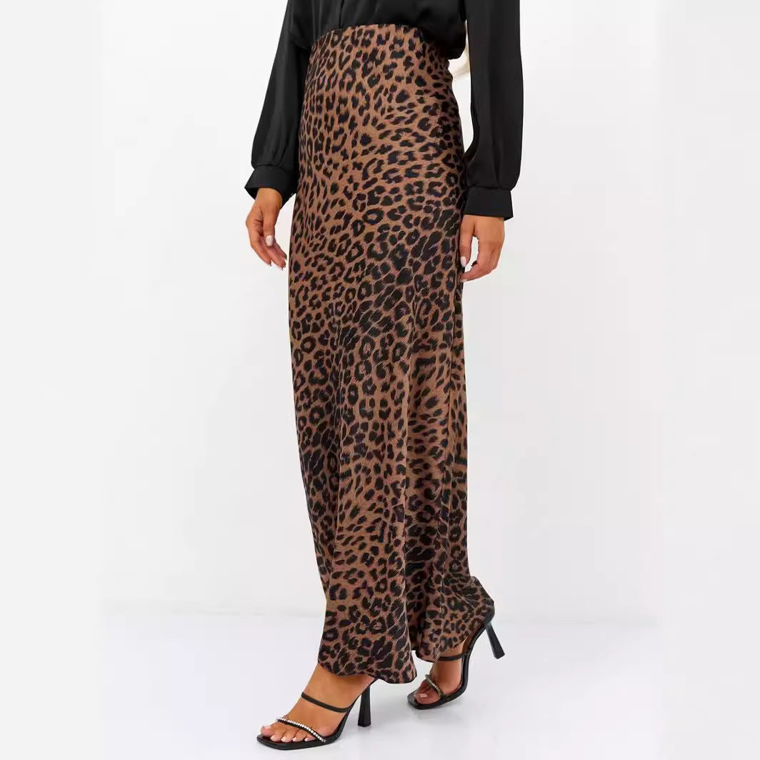 BRING - Leopard Print Maxi Skirt with High Waist