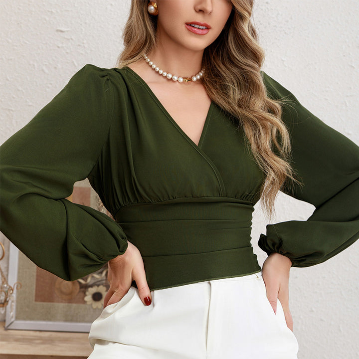 CIT - Elegant V-Neck Long Sleeve Blouse