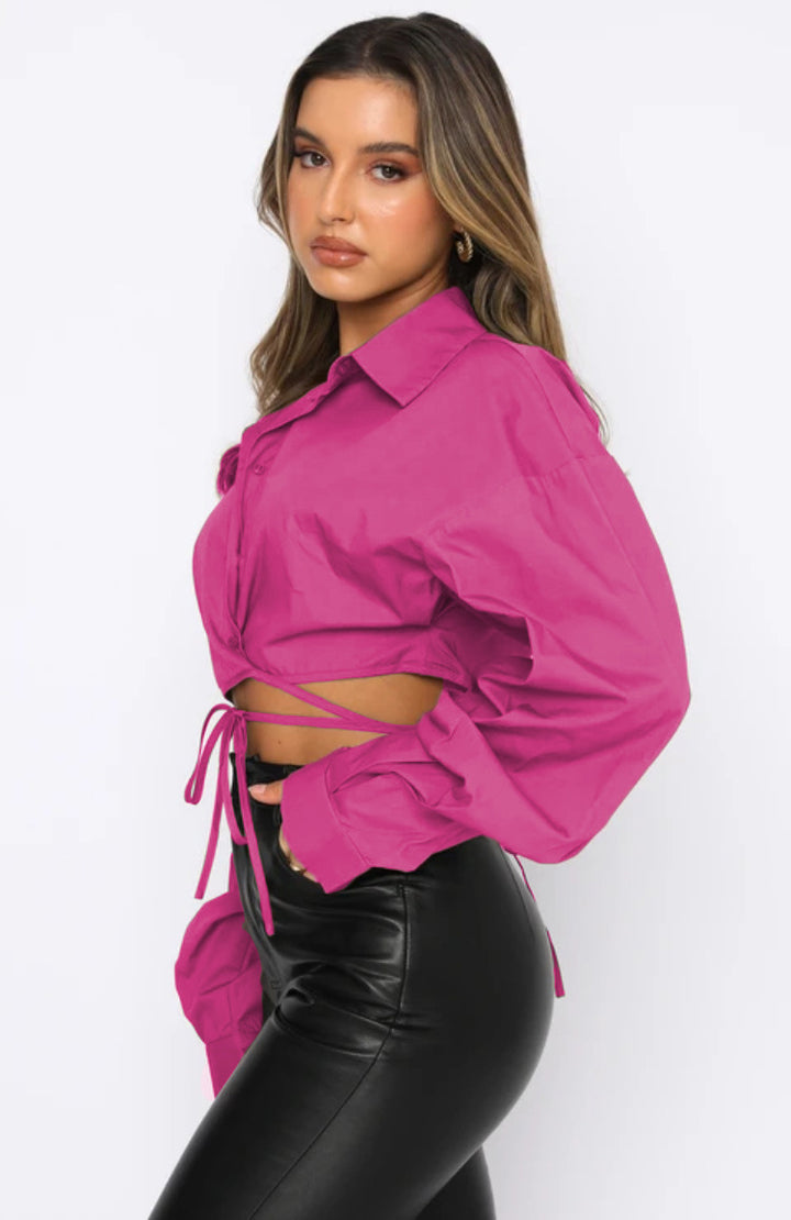 RAINI - Tie-Front Cropped Shirt