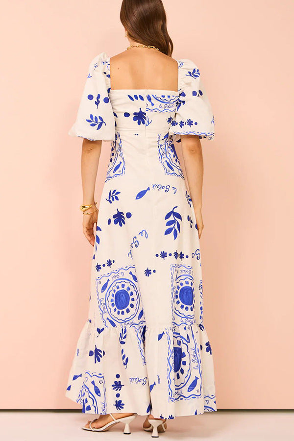 ARELY - Floral Puff Sleeve Maxi Dress