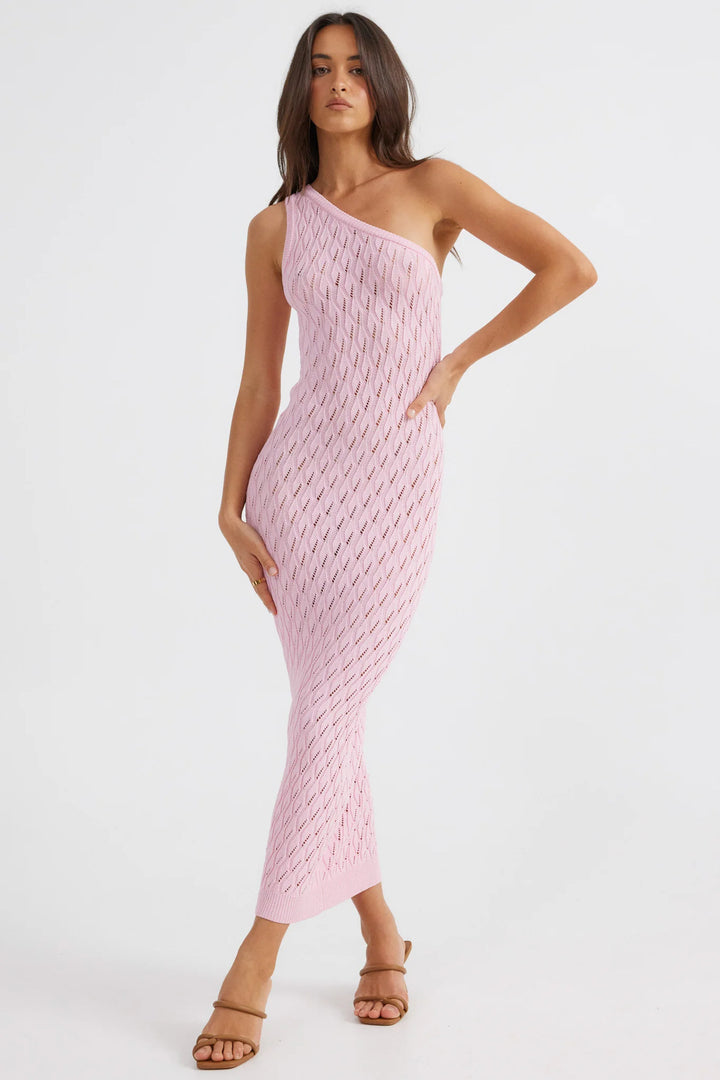 SIENNA - One-Shoulder Knit Midi Dress