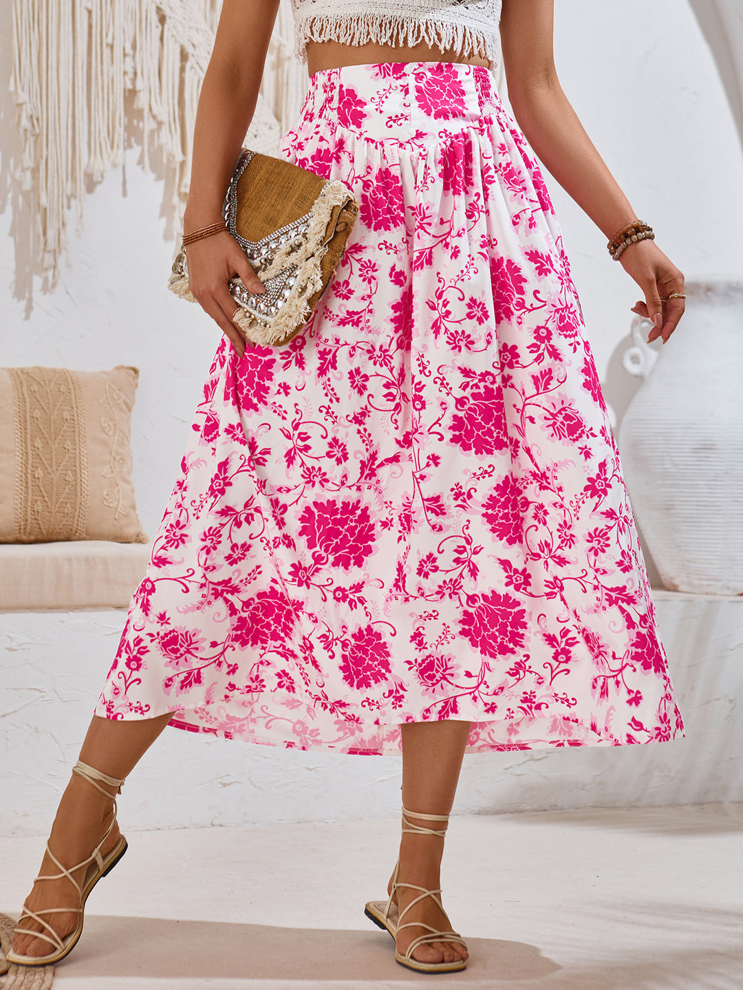 MABEL -  Floral Midi Summer Skirt