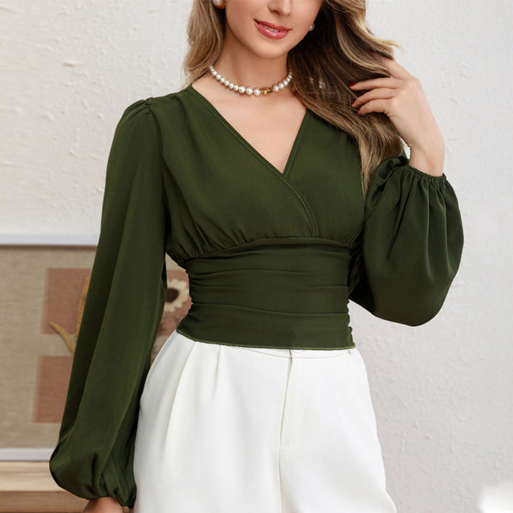 CIT - Elegant V-Neck Long Sleeve Blouse