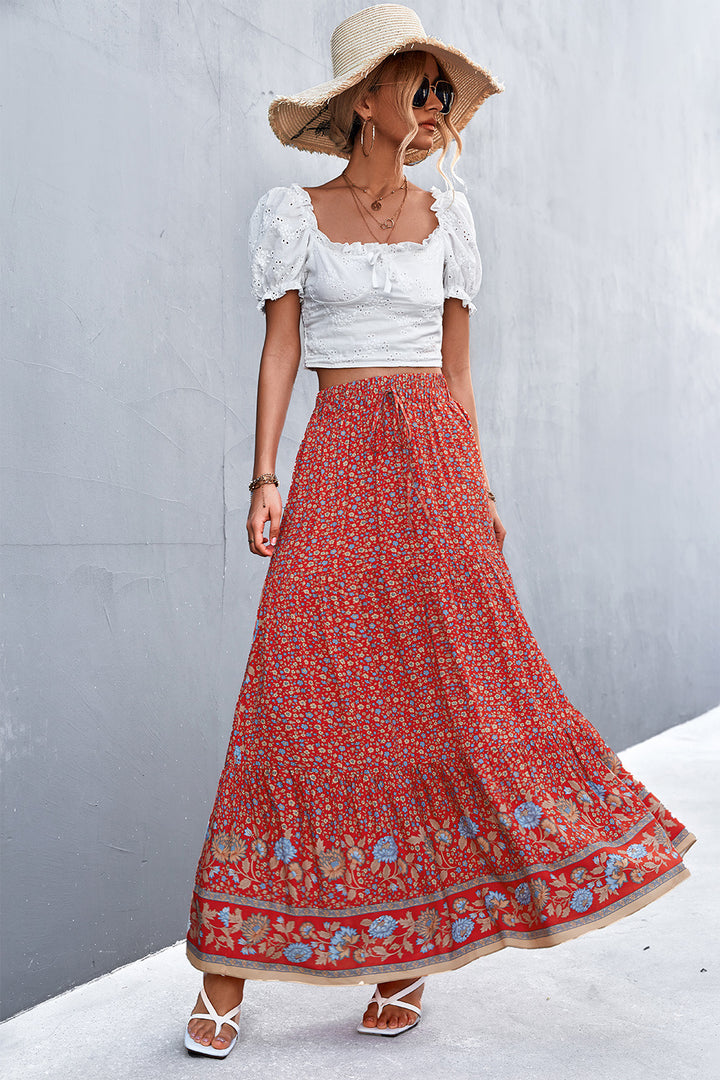 DINYA - Bohemian  Floral Maxi Skirt