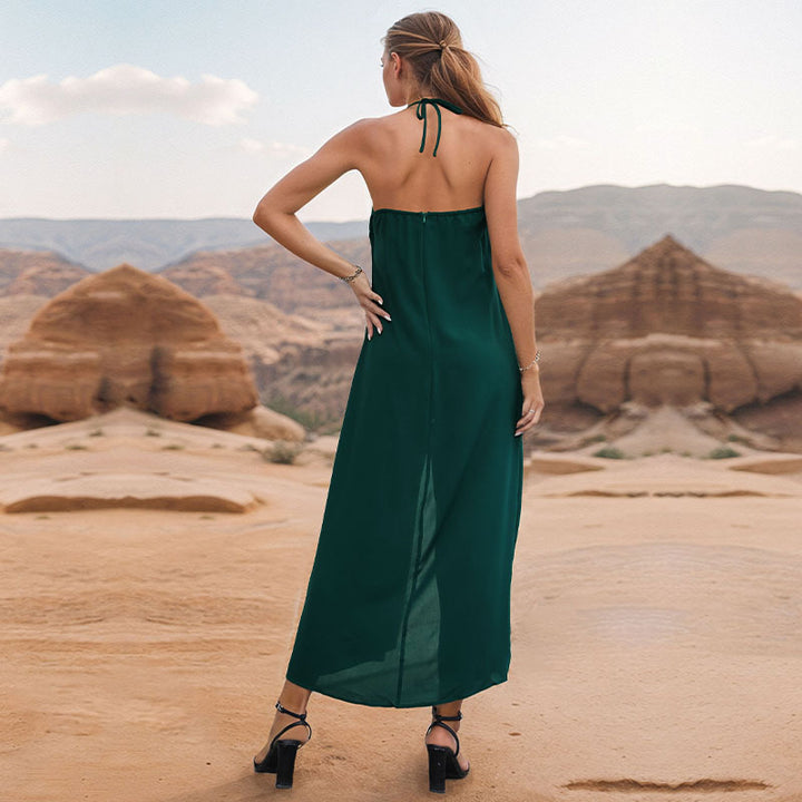 DENI -  Elegant Halter Neck Maxi Dress