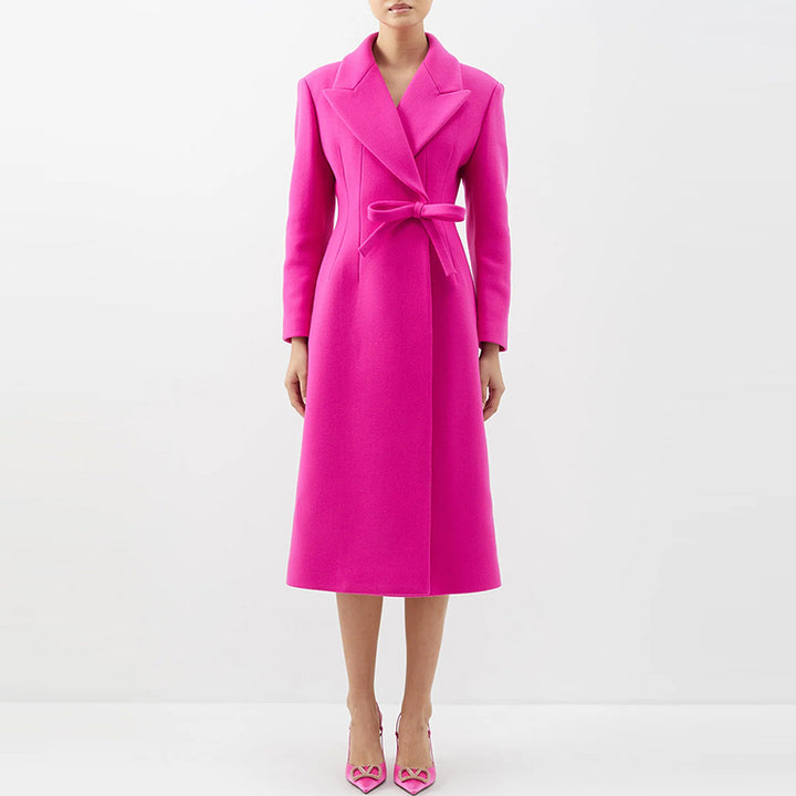 MYLAH - Fuchsia Woolen Belted Coat