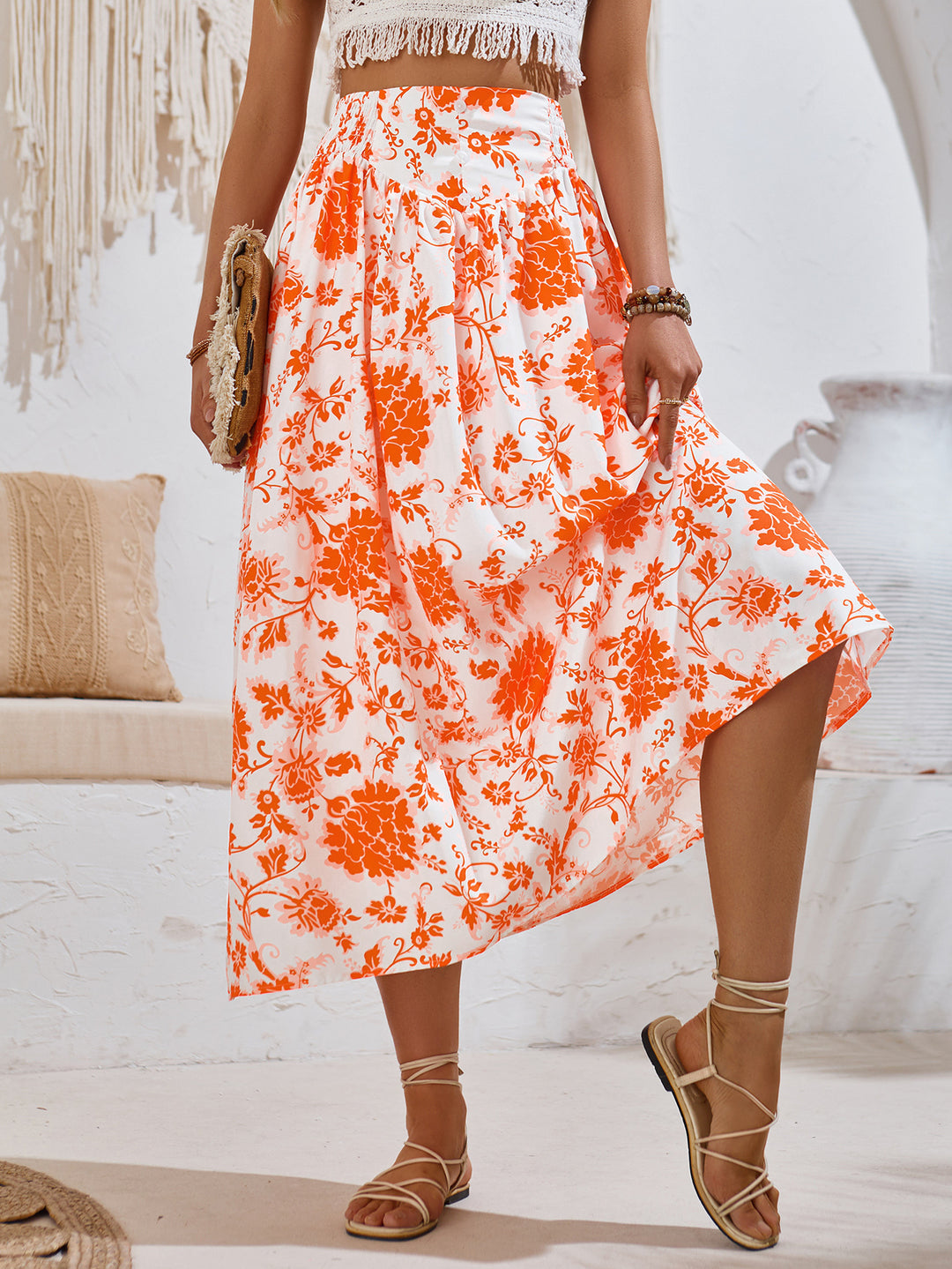 MABEL -  Floral Midi Summer Skirt