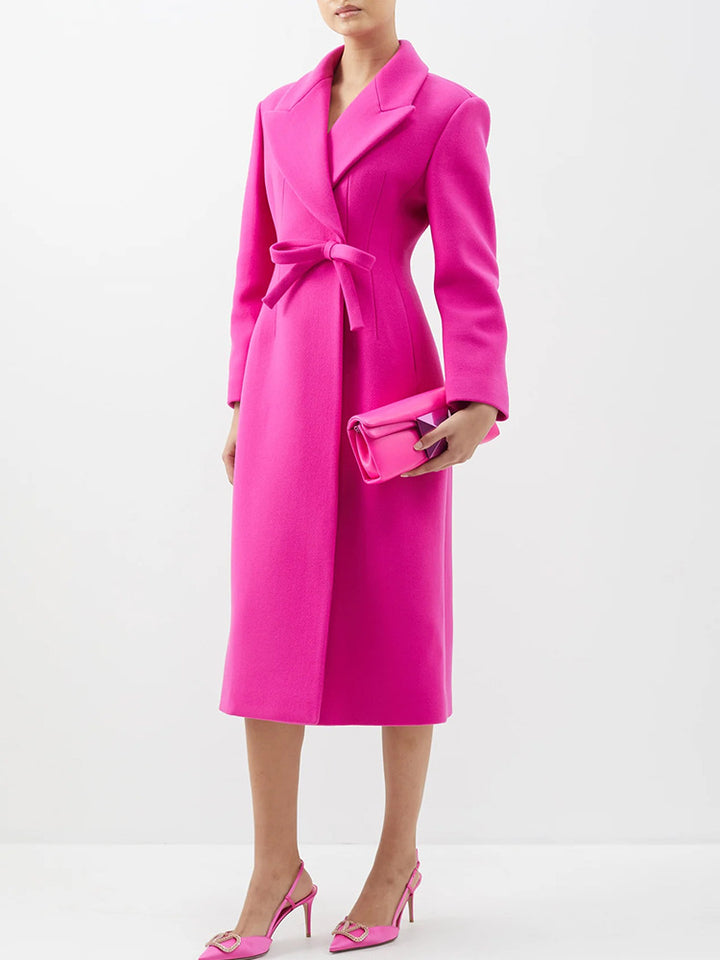 MYLAH - Fuchsia Woolen Belted Coat