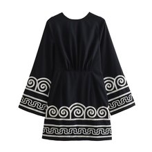 AIYA - Black Boho Embroidered Mini Dress