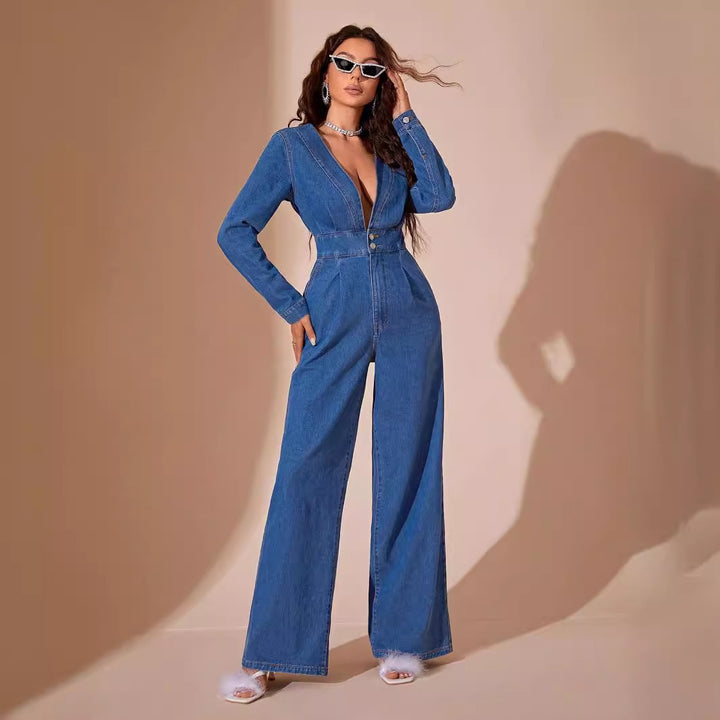 AMARIS - Long Sleeve Denim Jumpsuit