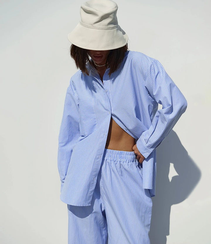 TESS - Striped Cotton Co-ord Set with Relaxed Shirt