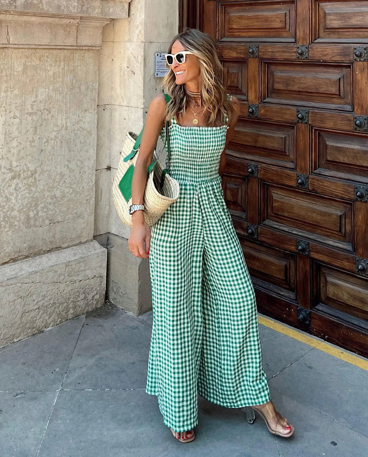 BOHOME - Gingham Wide-Leg Jumpsuit