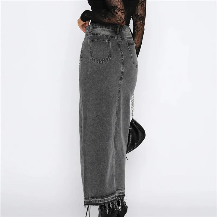 ANYA - Slit-Front Denim Maxi Skirt