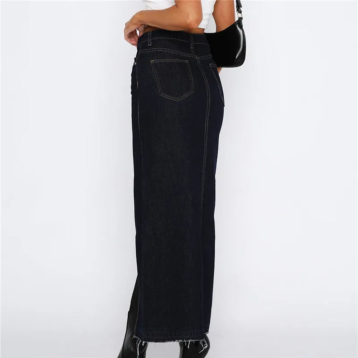 ANYA - Slit-Front Denim Maxi Skirt