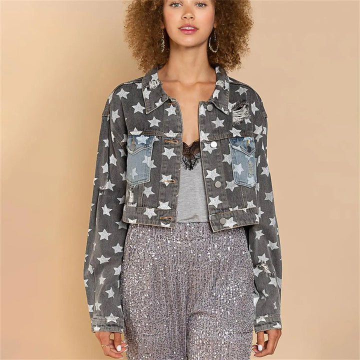 TIA - Starry Denim Cropped Jacket