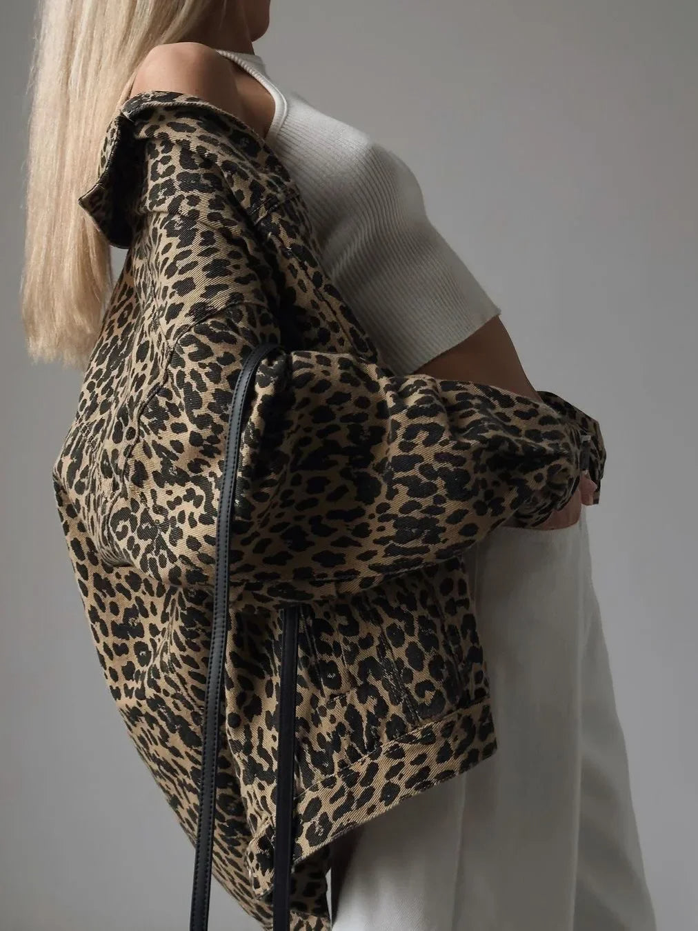 NEMY - Leopard Print Denim Jacket