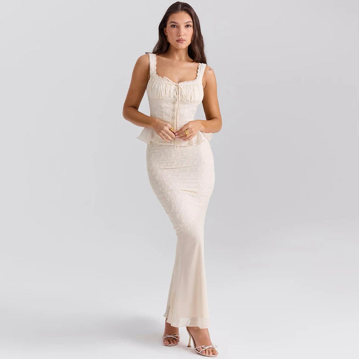 CAIS - Lace Peplum Maxi Dress