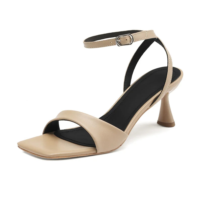 DARCIE - Leather Ankle Strap Heels