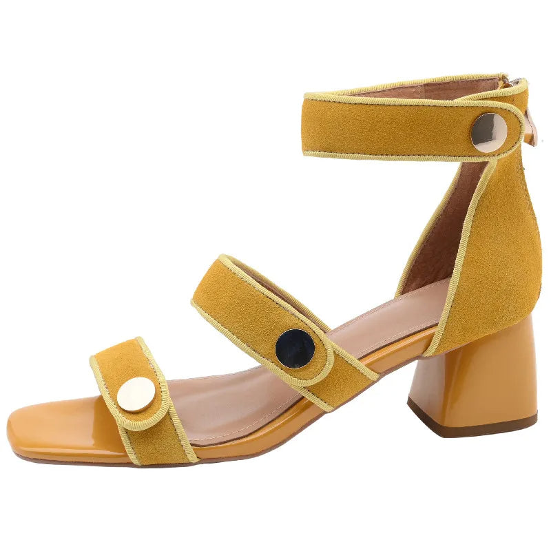 ROBYN - Suede Block Heel Sandals